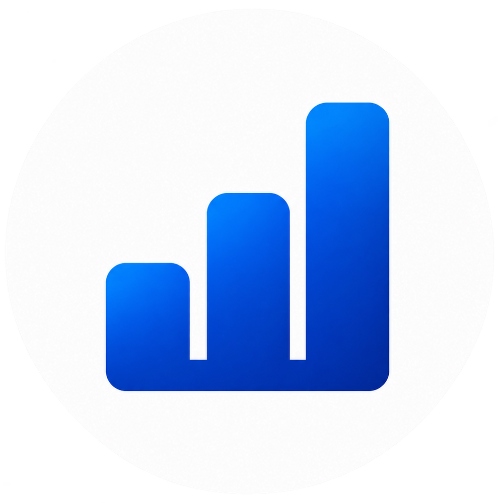 blue analytics chart badge