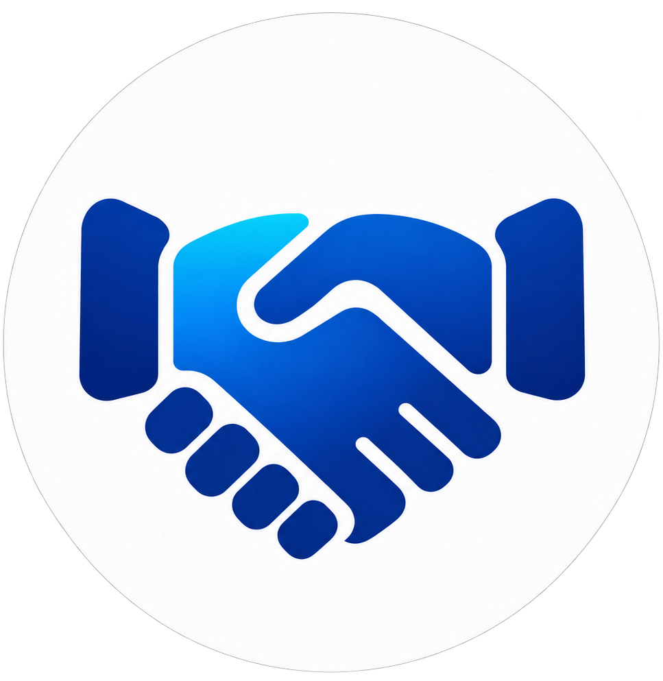 blue handshake emblem