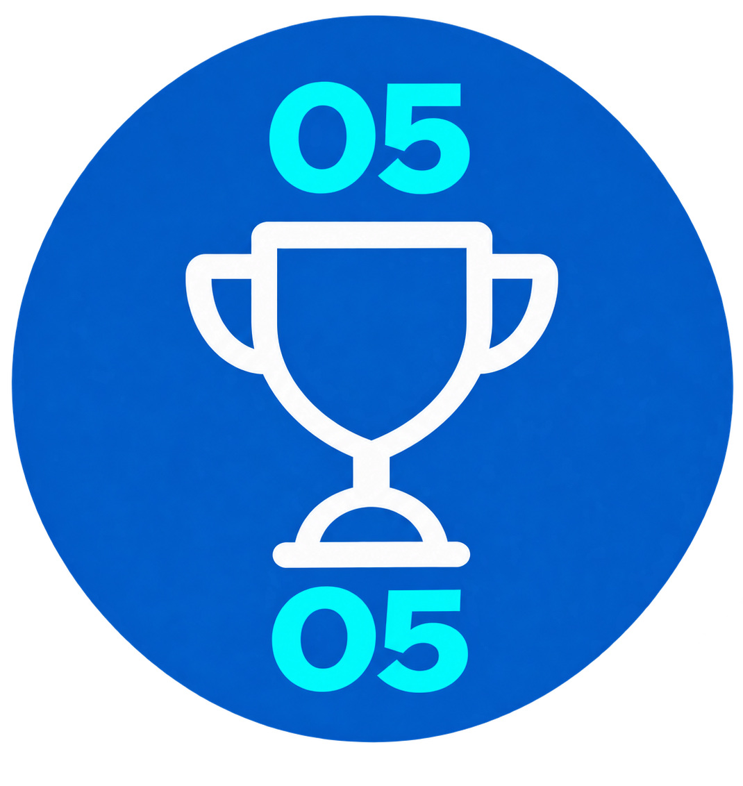 blue trophy badge with 05