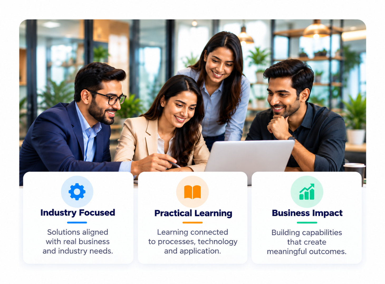 collaborative office team feature cards