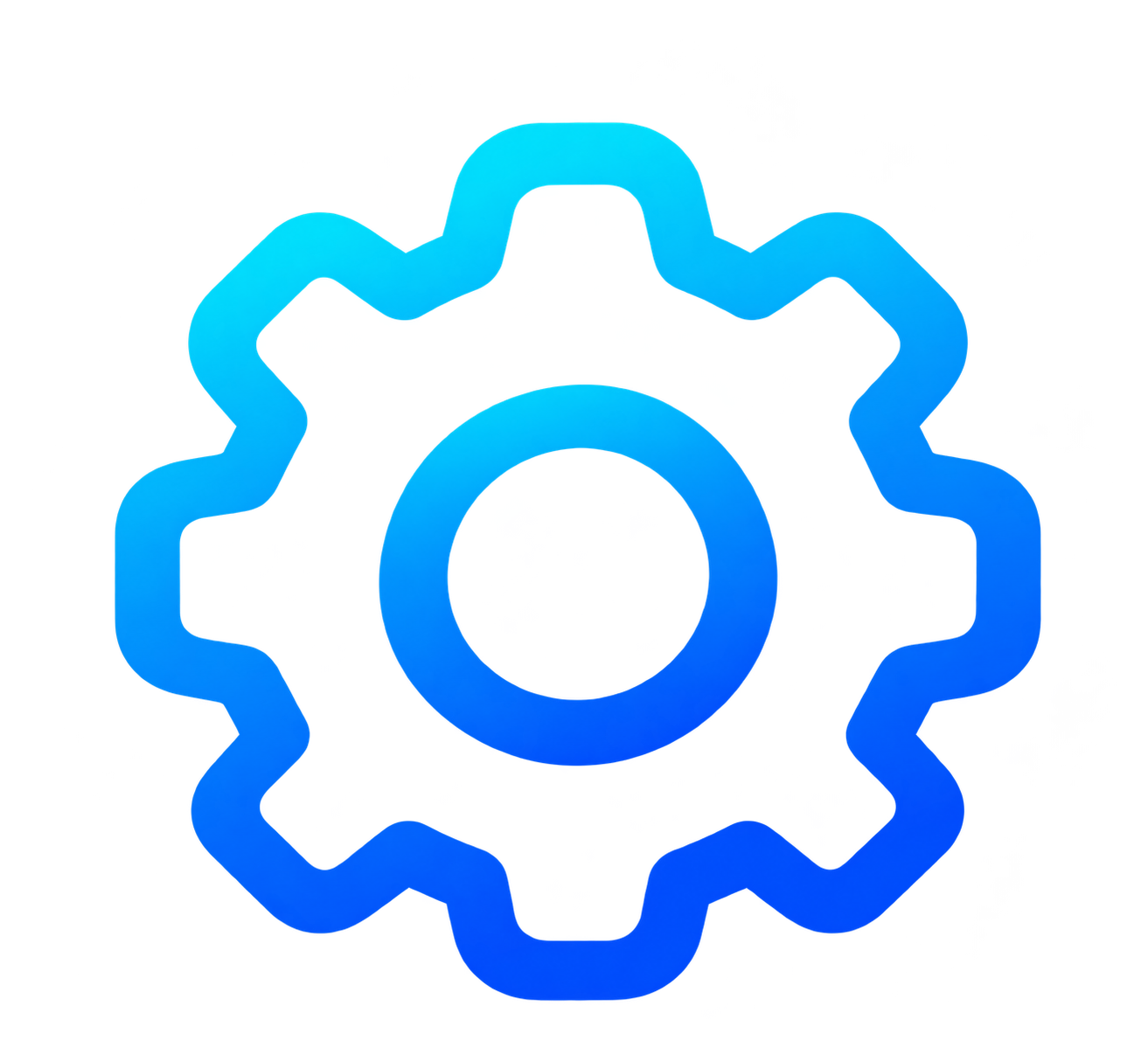 cyan blue gradient gear icon