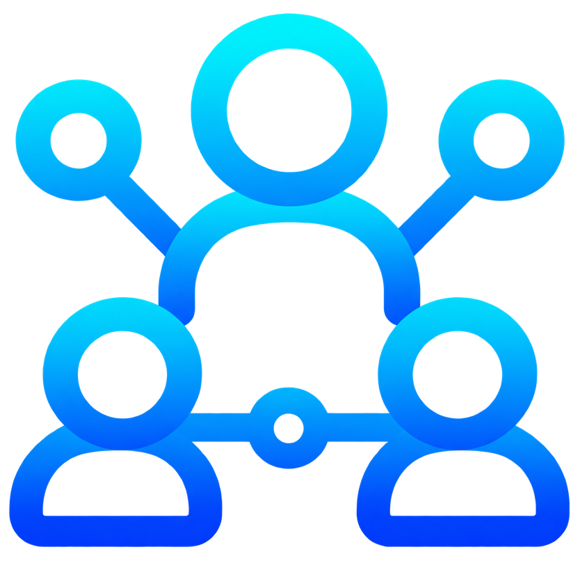 gradient blue connected team network icon